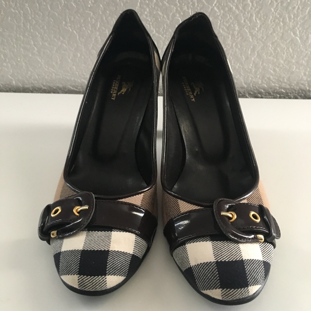 Burberry Nova Plaid Brown Heels SZ 40 PLZ READ